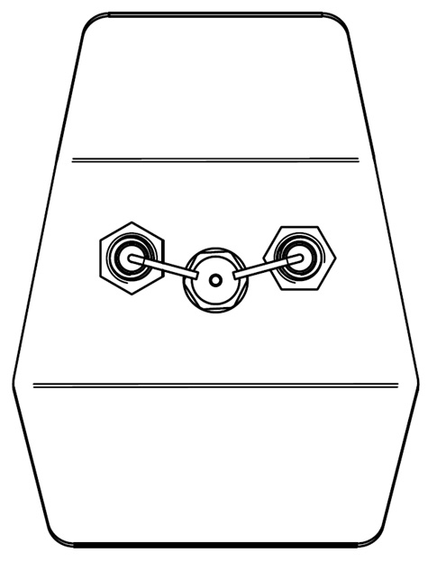 Line drawing of front of nozzle shield and electrodes, indicating proper alignment.